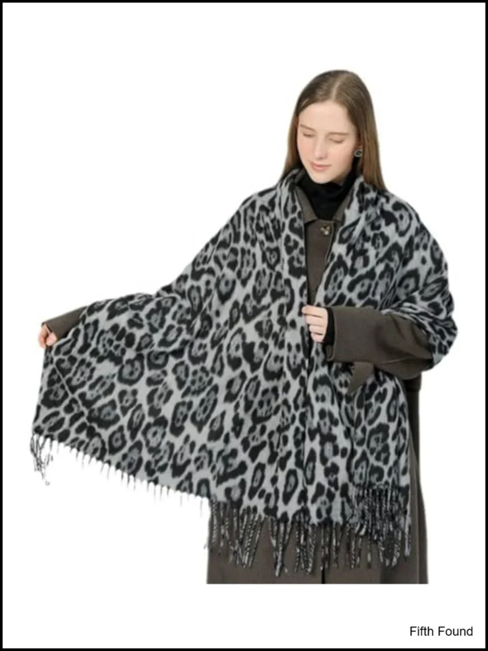 Oversized Leopard Print Blanket Scarf Cashmere-Like Acrylic Wrap Shawl
